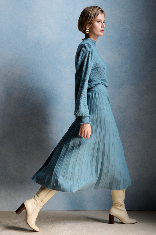 Petite Mendigote Minet Blue Pointelle Knit