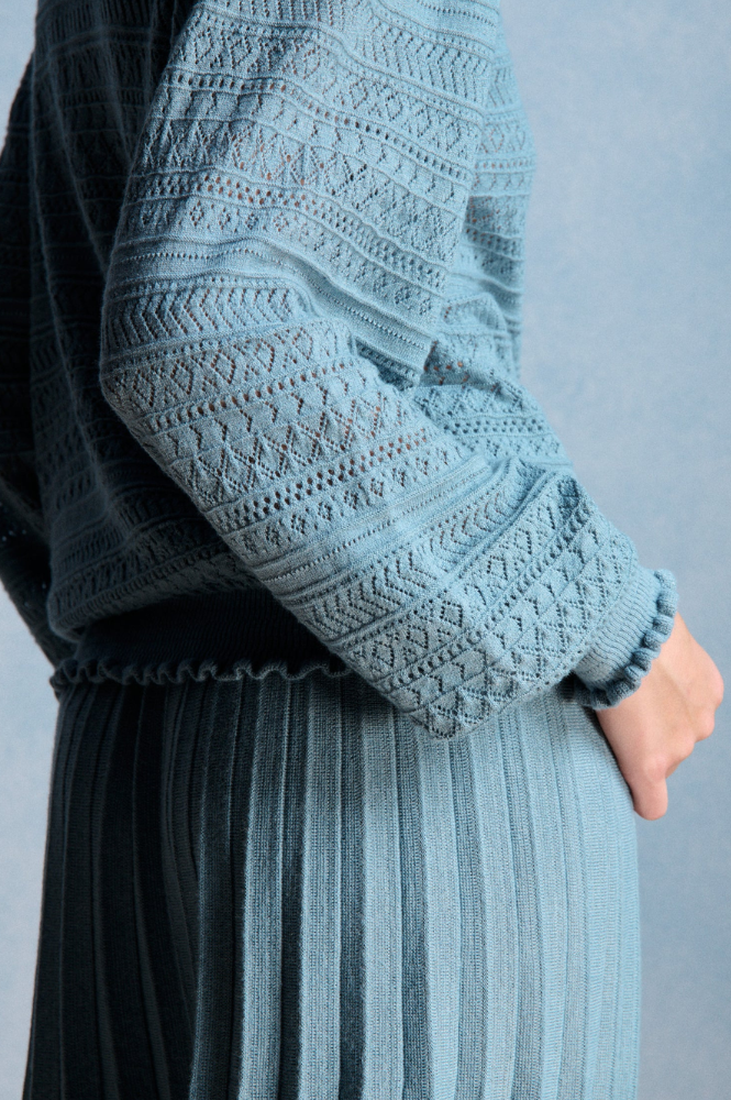 Petite Mendigote Minet Blue Pointelle Knit