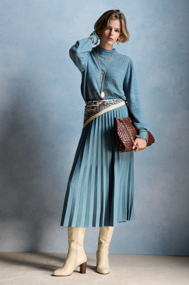 Petite Mendigote Minet Blue Pointelle Knit