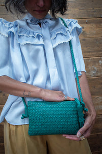 Biba Perkins Teal Braided Leather Cross Body Bag - The Mercantile London