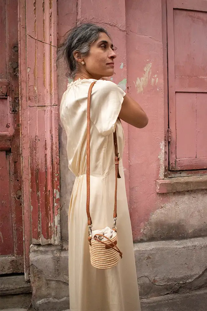 Mikwi Raffia Basket Crossbody Bag