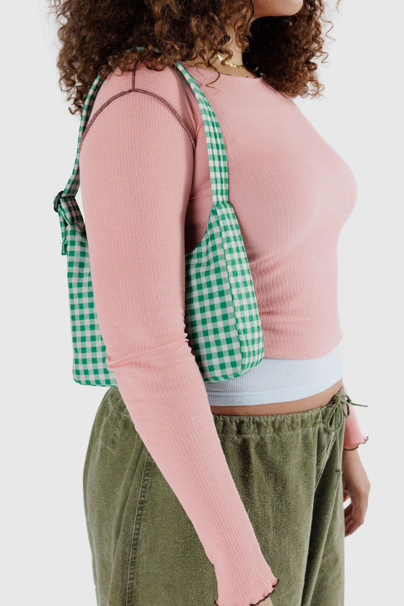 Baggu Mini Nylon Green Gingham Shoulder Bag - The Mercantile London