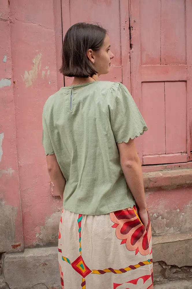 Fransa Binnie Desert Sage Blouse - The Mercantile London