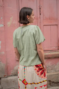 Fransa Binnie Desert Sage Blouse - The Mercantile London