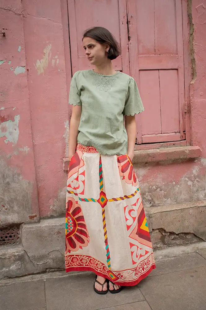 Fransa Binnie Desert Sage Blouse - The Mercantile London