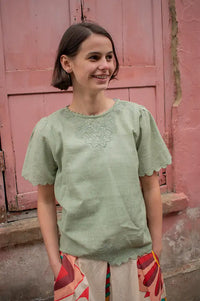 Fransa Binnie Desert Sage Blouse - The Mercantile London