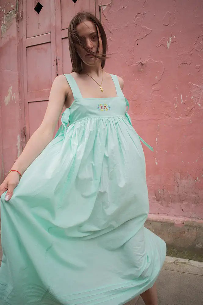 Damson Madder Aspen Mint Midi Dress - The Mercantile London