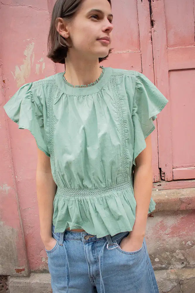 An'ge Salekina Celadon Blouse - The Mercantile London