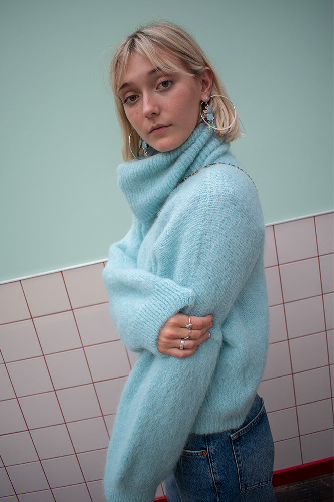 American Dreams Andrea Seafoam Green Cropped Jumper - The Mercantile London