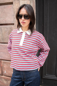 Minus Jorina High Risk Red Striped Polo Top - The Mercantile London