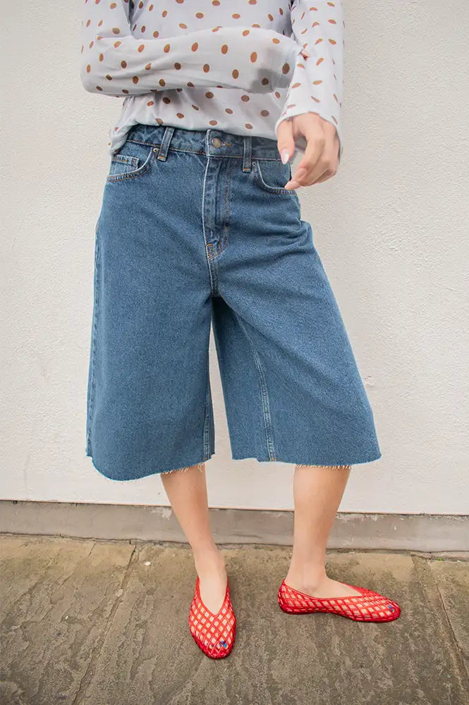Minus Kaddi Medium Blue Denim Bermuda Shorts - The Mercantile London
