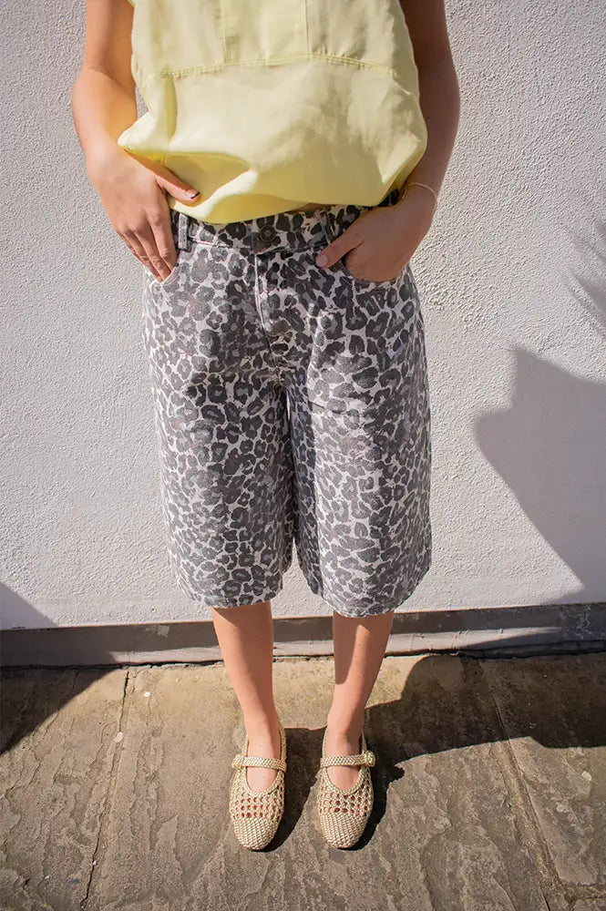 Minus Malli Skyway Blue Leopard Bermuda Shorts - The Mercantile London