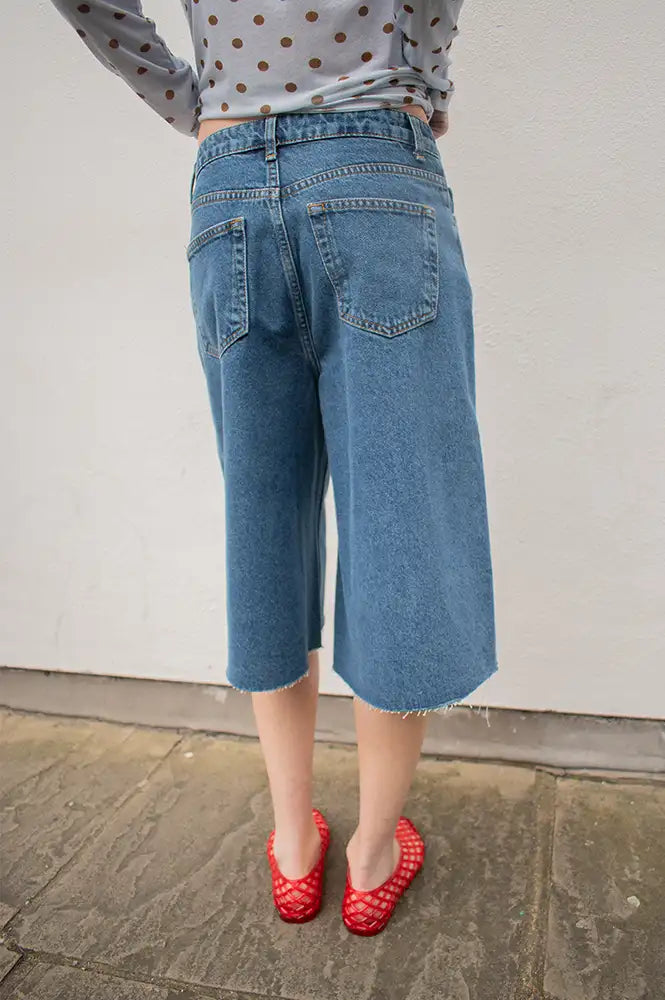 Minus Kaddi Medium Blue Denim Bermuda Shorts - The Mercantile London