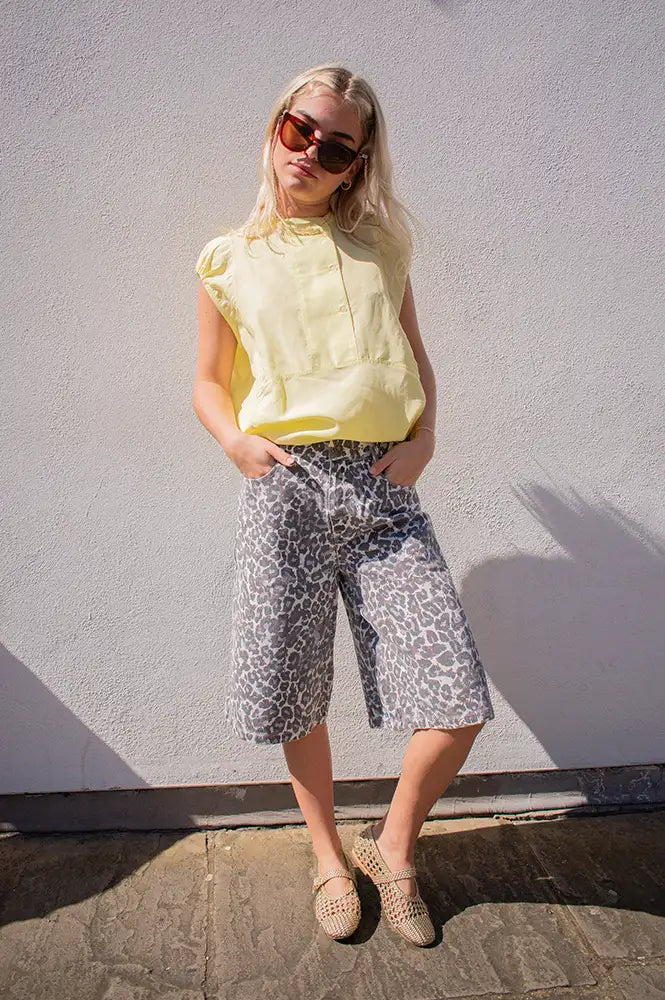 Minus Malli Skyway Blue Leopard Bermuda Shorts - The Mercantile London