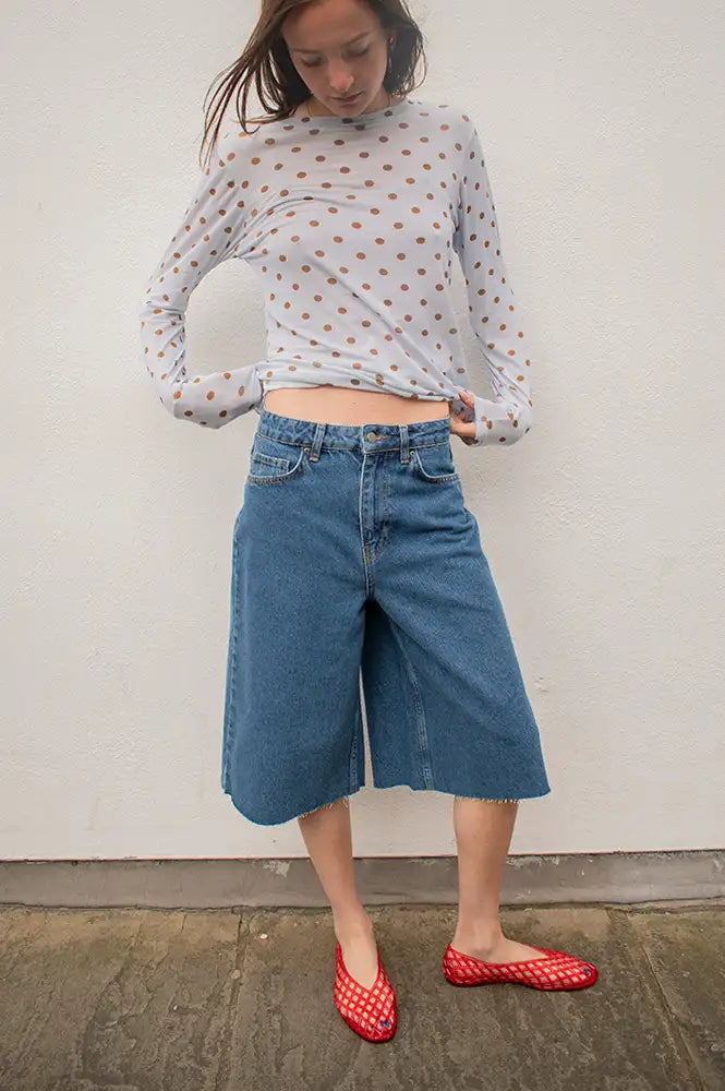 Minus Kaddi Medium Blue Denim Bermuda Shorts - The Mercantile London
