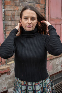 Minus Ava Black Ribbed Turtleneck Top - The Mercantile London