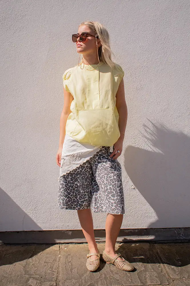 Minus Malli Skyway Blue Leopard Bermuda Shorts - The Mercantile London