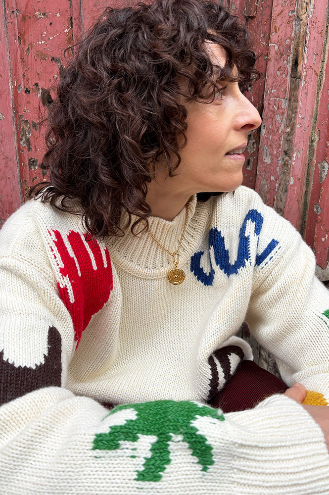 L.F. Markey Miro Intarsia Ecru Knitted Jumper