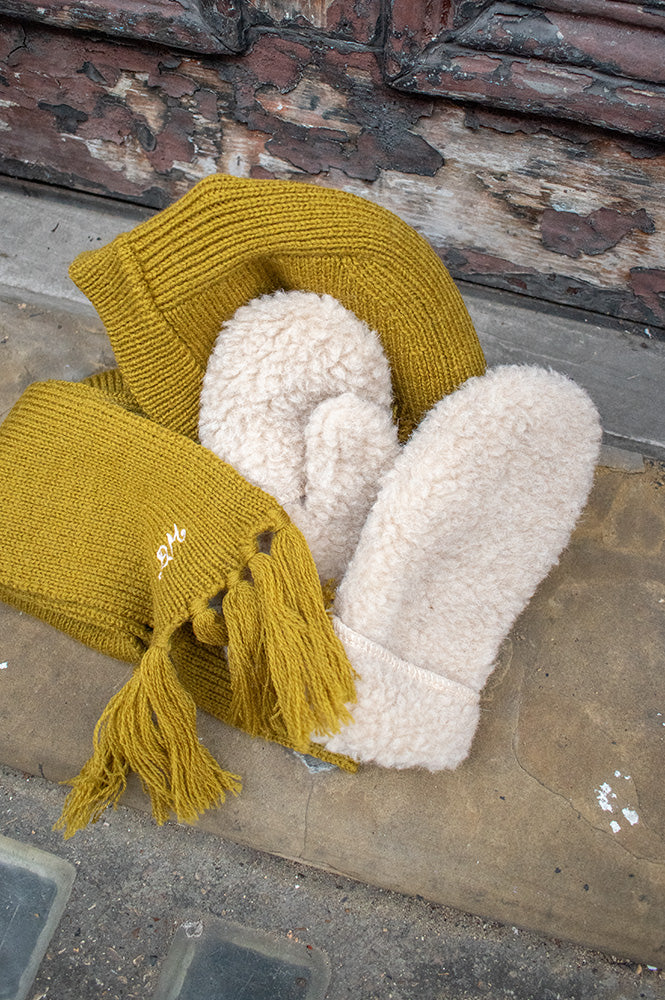 YOKO Beige Hooded Mittens - The Mercantile London