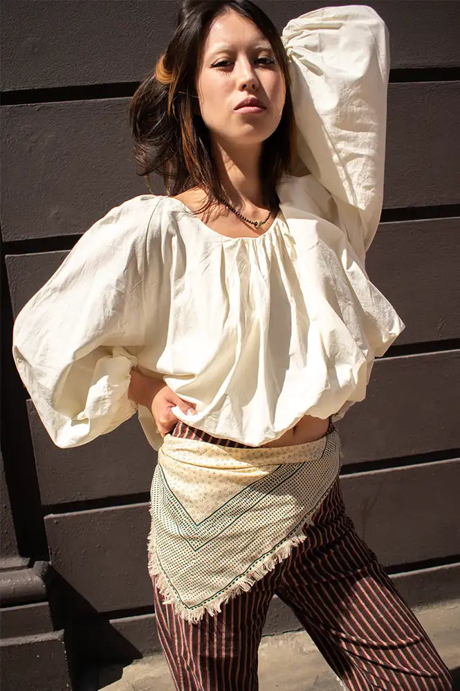 Mod Ref Jenna Cream Long Sleeve Bubble Top