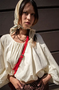 Mod Ref Jenna Cream Long Sleeve Bubble Top