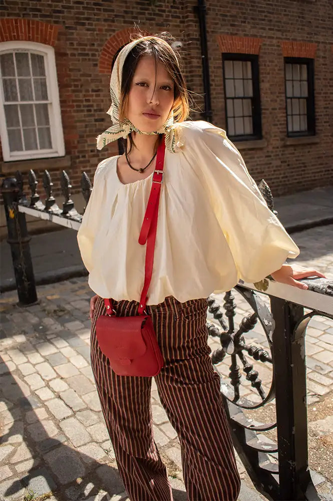 Mod Ref Jenna Cream Long Sleeve Bubble Top