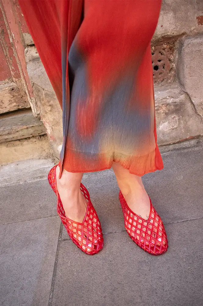 Cocci Ashley Red Woven Jelly Flats - The Mercantile London