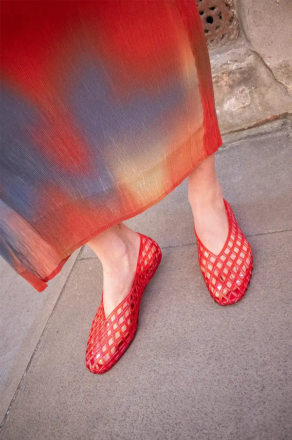Cocci Ashley Red Woven Jelly Flats - The Mercantile London