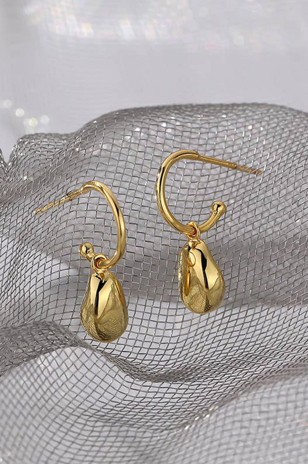 White Molten Gold Pendant Earrings - The Mercantile London