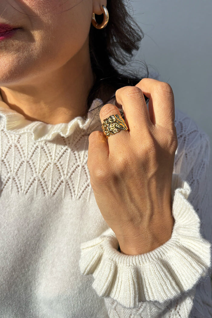 White Wide Molten Ring - The Mercantile London