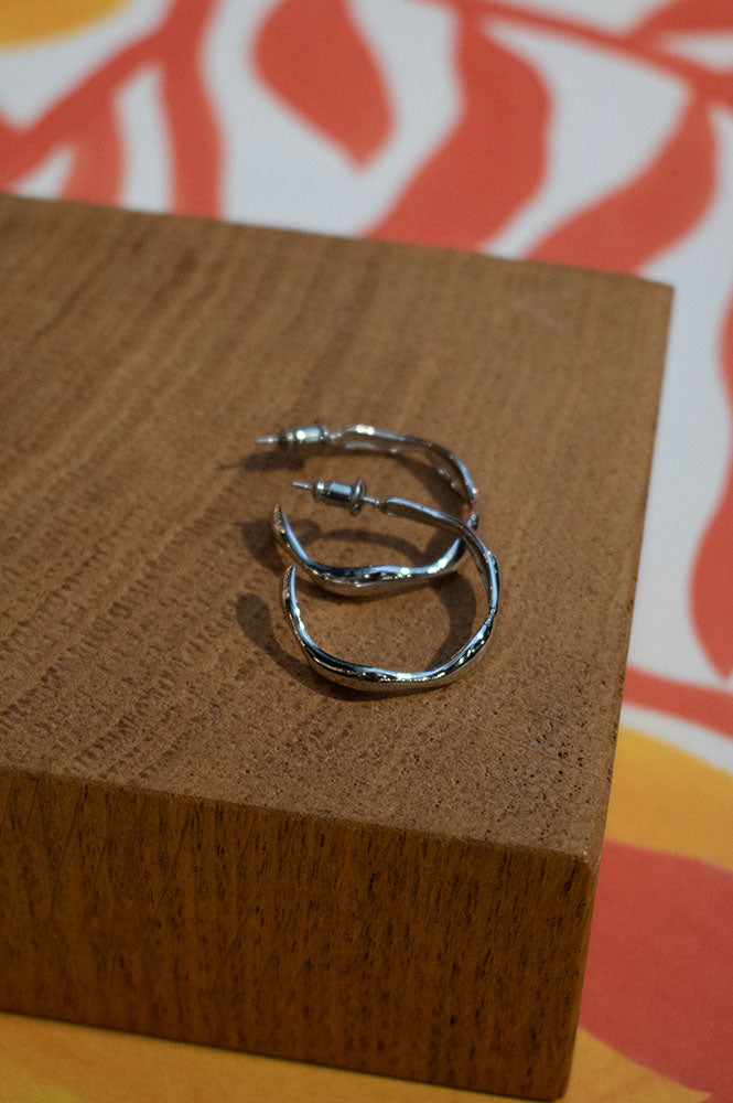 White Molten Hoop in Silver - The Mercantile London