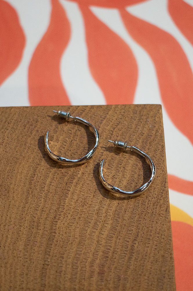 White Molten Hoop in Silver - The Mercantile London