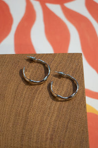 White Molten Hoop in Silver - The Mercantile London