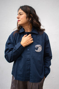 Stella Nova Navy Embellished Moon Shirt - The Mercantile London