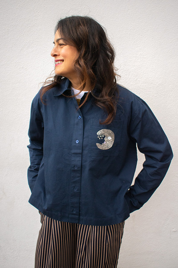 Stella Nova Navy Embellished Moon Shirt - The Mercantile London