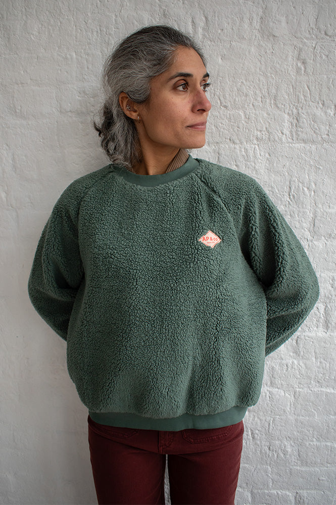 A.P Guillaumine Green Sherpa Sweatshirt - The Mercantile London