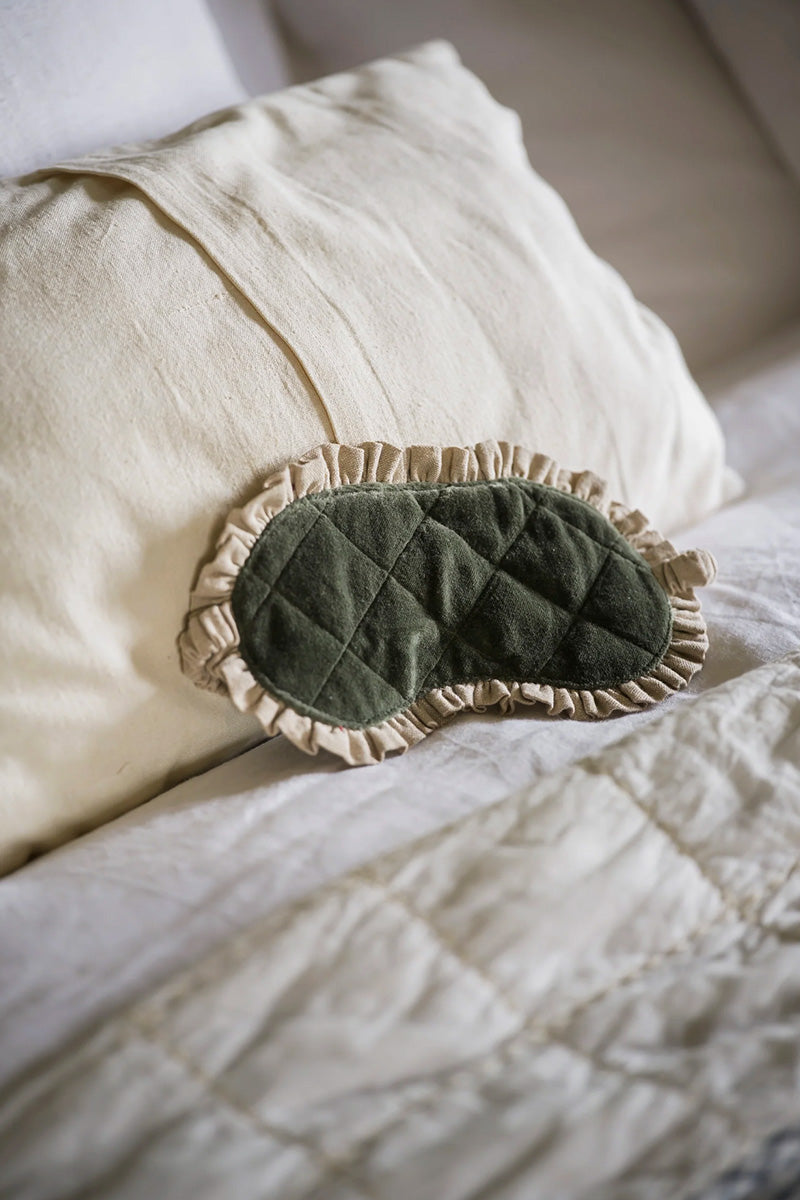 Indian Cotton Moss Velvet Eye Mask - The Mercantile London