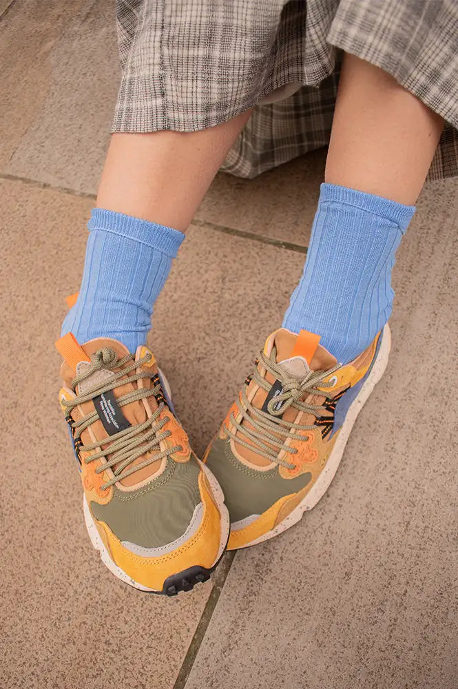 Flower Mountain Yamano 3 Yellow & Khaki Beige Trainers - The Mercantile London