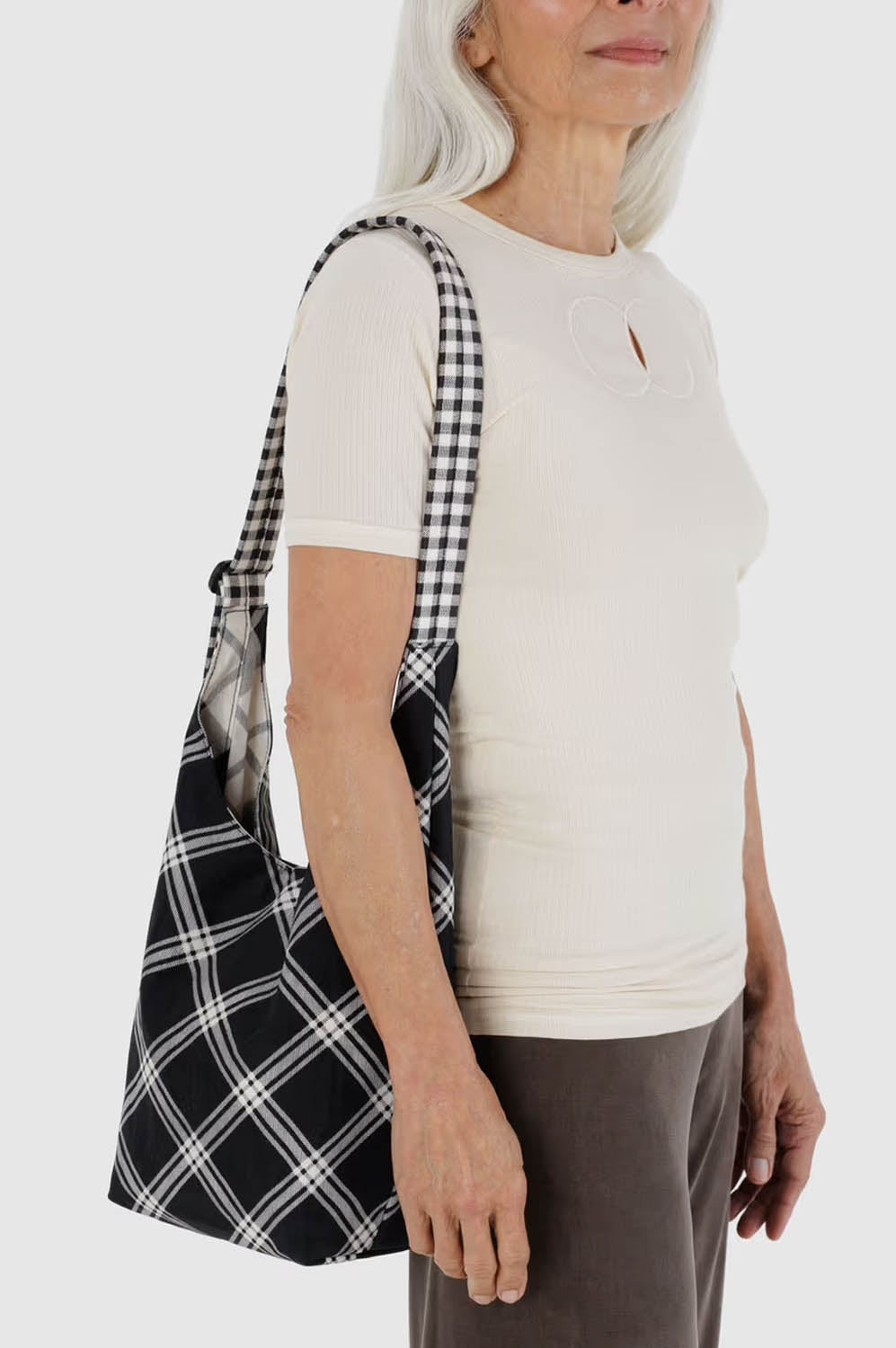 Baggu Small Nylon Mixed Plaid Sling Bag - The Mercantile London