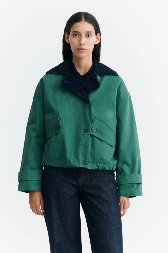 Thinking Mu Dark Green and Navy Norma Jacket