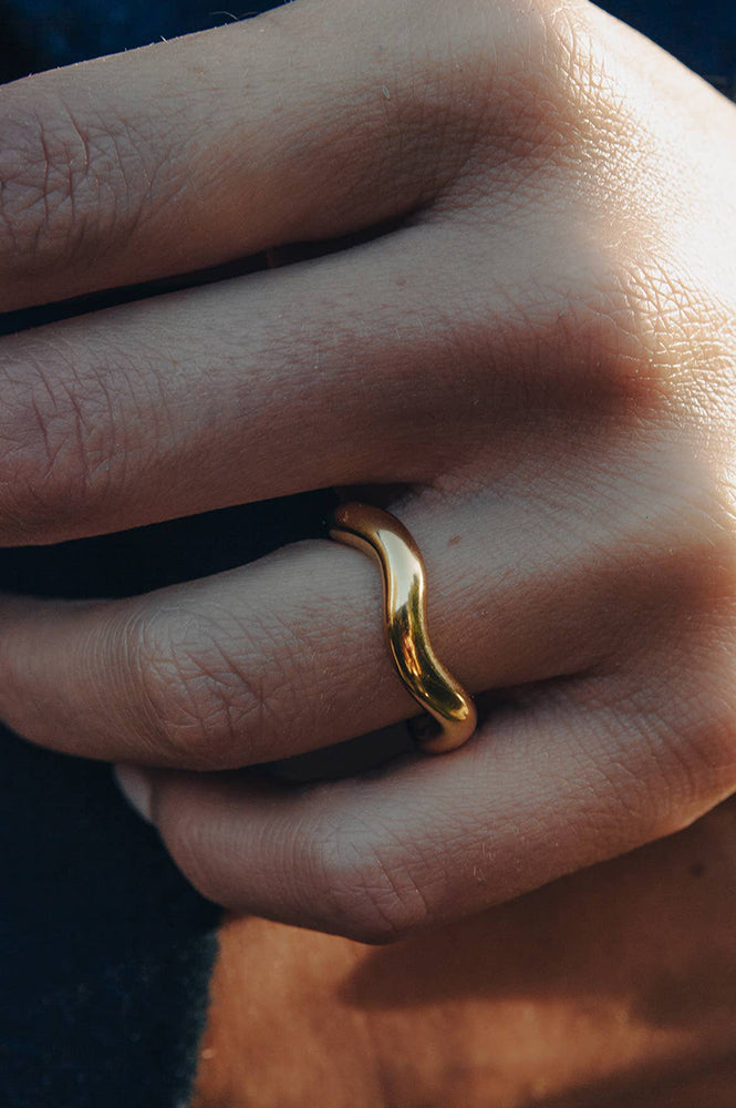 Nordic Muse Gold Chunky Irregular Band Ring - The Mercantile London