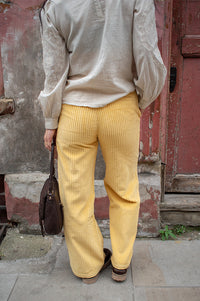 Thinking Mu Karina Butter Yellow Corduroy Trousers - The Mercantile London