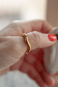 Nordic Muse Gold Chunky Irregular Band Ring - The Mercantile London