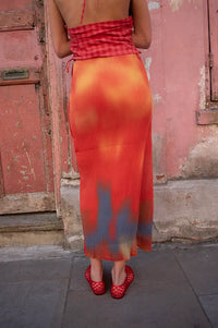 Thinking Mu Pauline Flowers Red Pleated Skirt - The Mercantile London