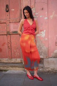 Thinking Mu Pauline Flowers Red Pleated Skirt - The Mercantile London