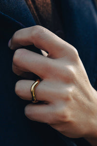 Nordic Muse Gold Chunky Irregular Band Ring - The Mercantile London