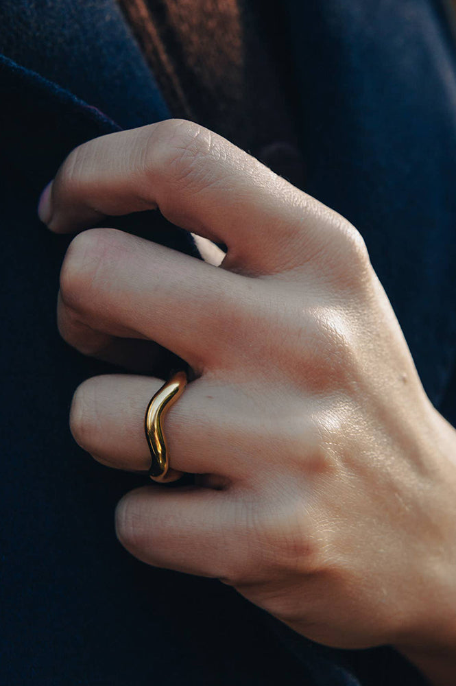 Nordic Muse Gold Chunky Irregular Band Ring - The Mercantile London