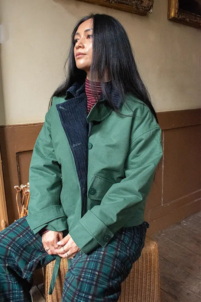Thinking Mu Dark Green and Navy Norma Jacket