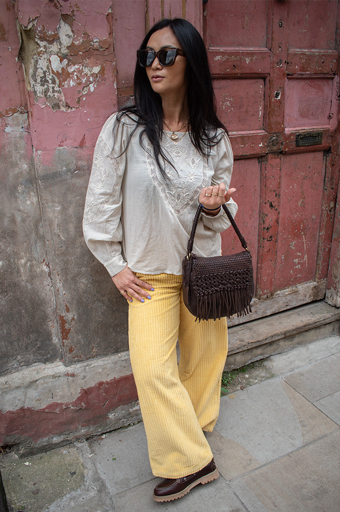 Thinking Mu Karina Butter Yellow Corduroy Trousers - The Mercantile London