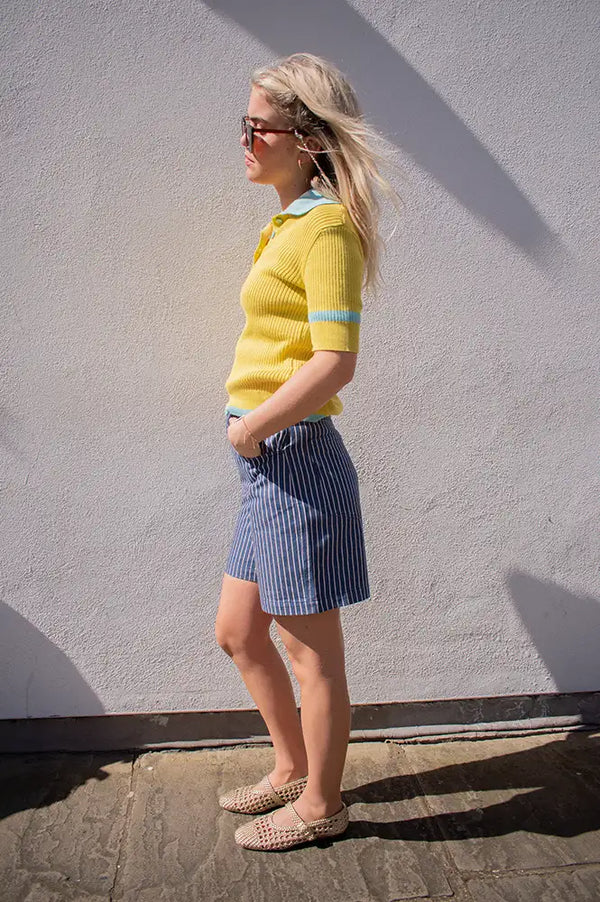 Thinking Mu Luisa Railway Stripes Shorts - The Mercantile London